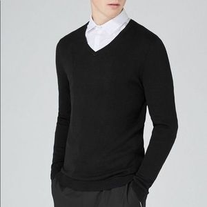 TOPMAN V-Neck Cotton Sweater Long Sleeve Pullover